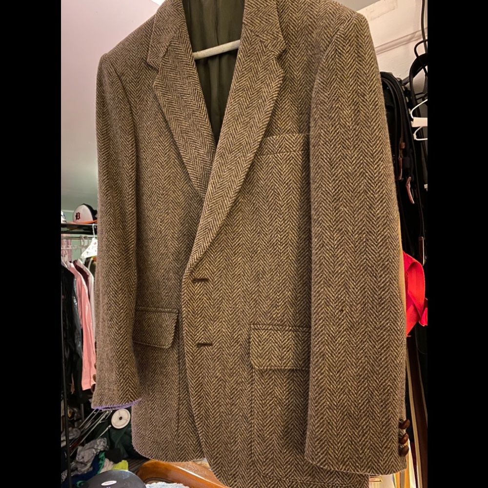 Men’s Classic Wool Coat in Brown Herringbone